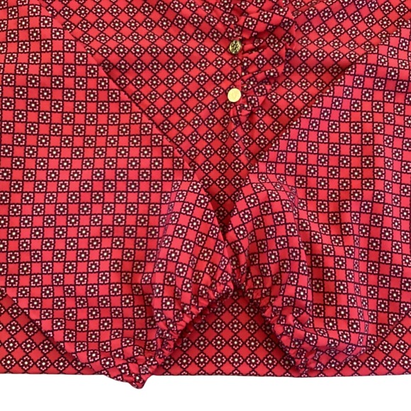 Mud Pie Red Print Ruffle Collar‎ Long Sleeve Tunic Top - Size M - Picture 7 of 8